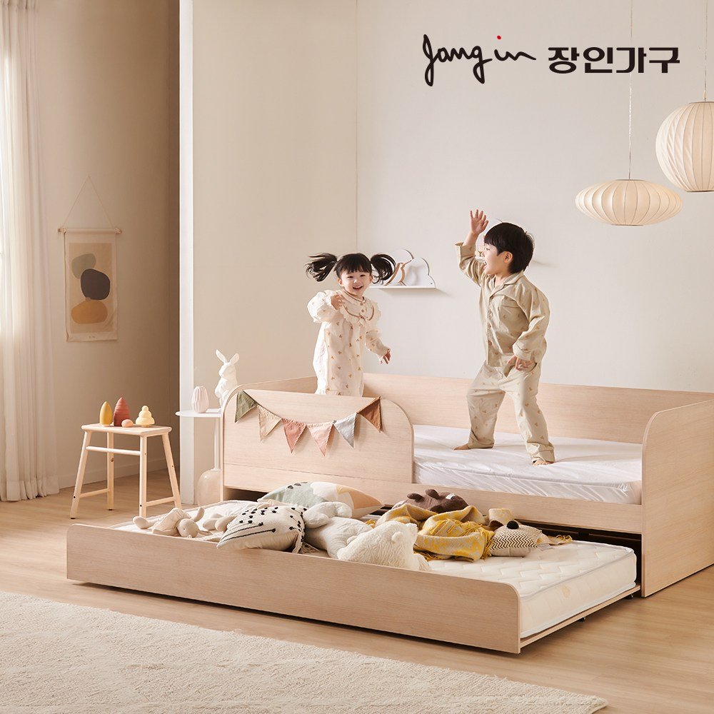 장인가구 뉴피터 E0등급 저상형 슬라이딩 2단 침대 SS 낮은포켓 (2개)+가드, 애쉬화이트할인 상세 이미지 1