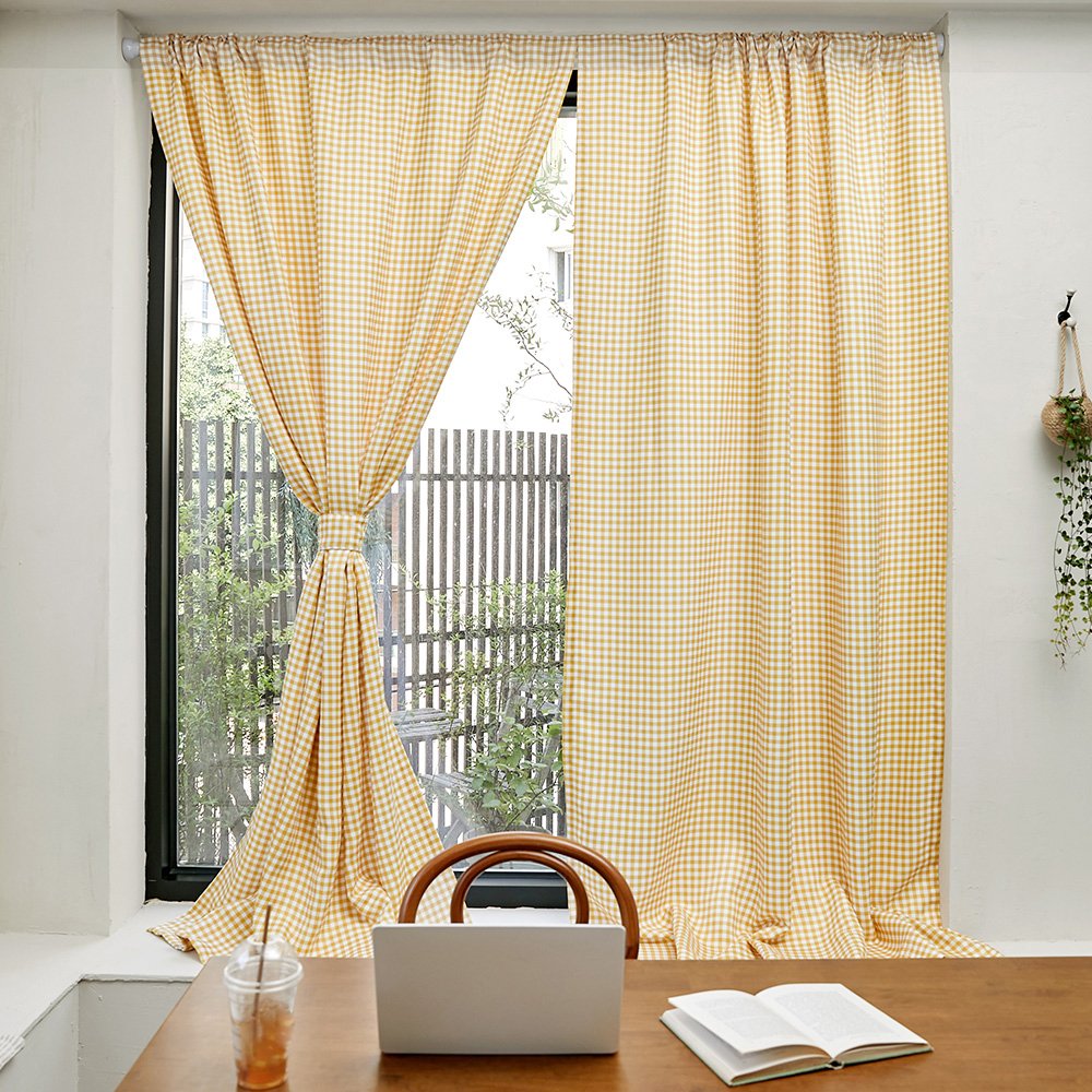 바자르 베이직한 체크 화이트 암막커튼 창문형 2p쿠폰할인 상세 이미지 2