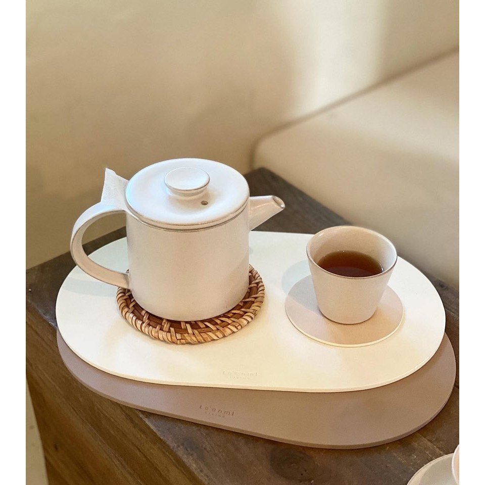 르엔미 양면 방수 타원 가죽트레이 (스몰), 가로33.5cm/세로21cm/두께4mm, 타원 초록, 1개 상세 이미지 1