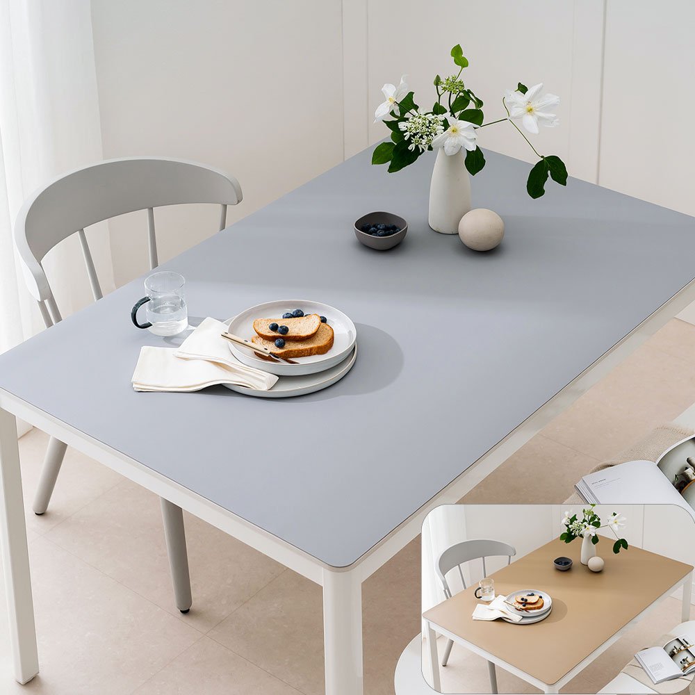 (16colors 11size) 깐깐공주 100% 방수 가죽 식탁보 테이블보 식탁매트 테이블매트, 120x80cm, 양면-12 (Gray+LightGold), 1개 상세 이미지 1