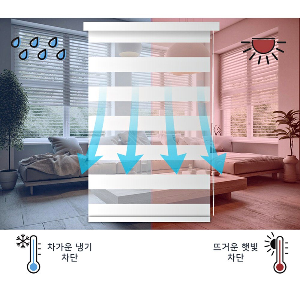 윈샵 내츄럴 콤비블라인드 [ 맞춤 제작 색상 사이즈 가로 80cm~275cm x 세로 125cm ] 아이보리외 상세 이미지 2