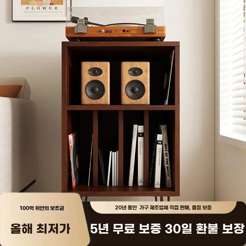 lp판 장식장 레코드판 엘피 수납장 보관함 턴테이블 선반 거치대 진열장, 월넛 48x40x83cm 엔에프완제품 상세 이미지 2
