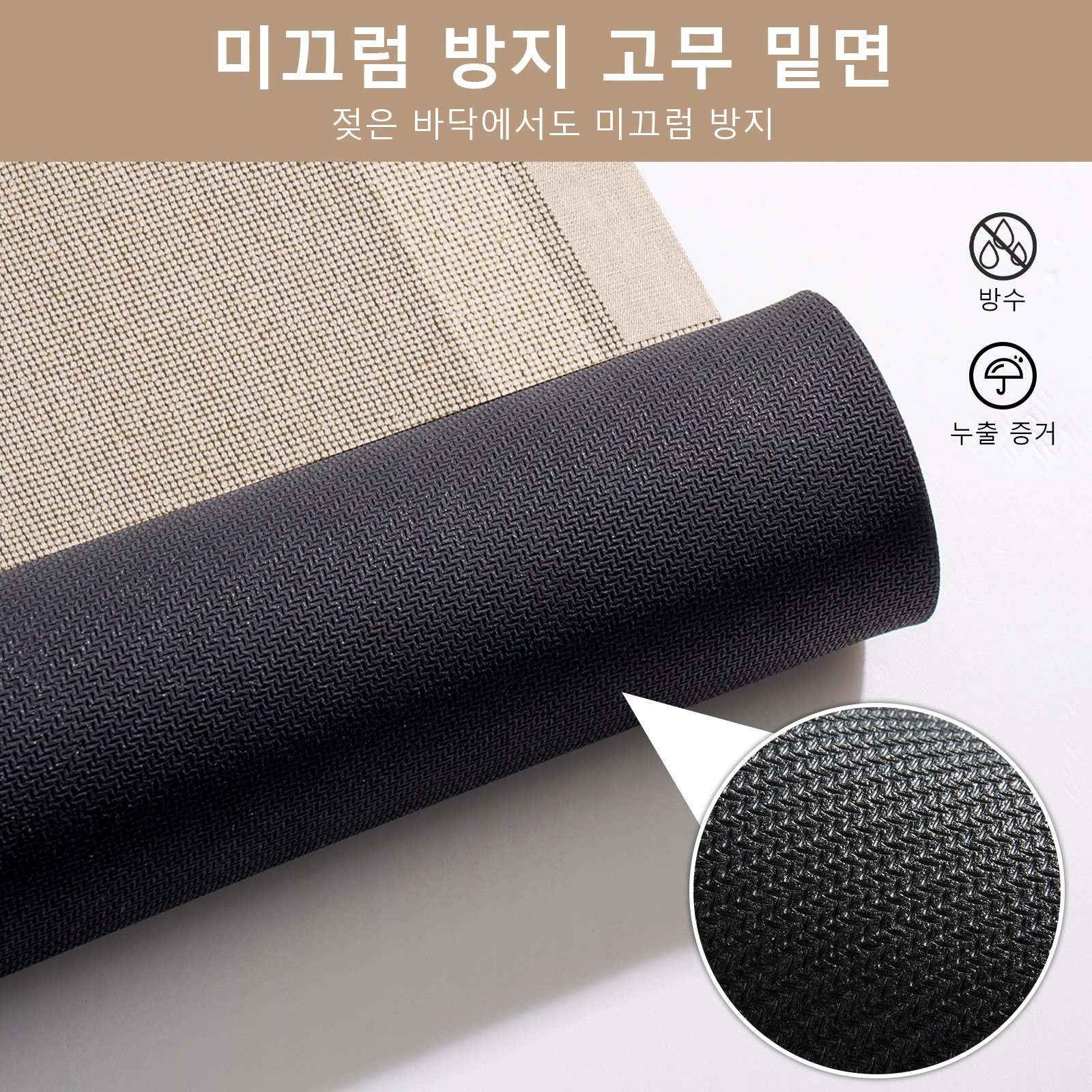 미끄럼방지 얇은 발판 욕실 발매트 문턱에도 맞는 빠른 건조 흡수 러그, 베이지색할인· 6일 남음 상세 이미지 1
