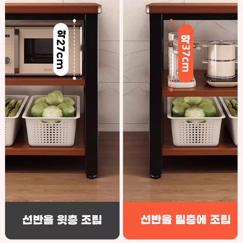 Seekfun 업그레이드 주방 수납장 하중240kg 3단 테이블 튼튼한 와이드 수납 선반 식탁 렌지대 작업용, 화이트/Whtie할인 상세 이미지 1