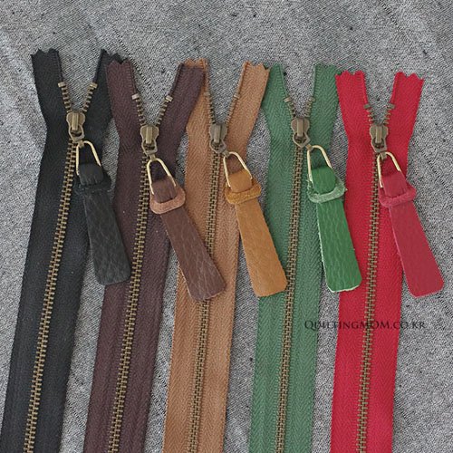 퀼팅맘 고급 슈렁큰 소가죽 지퍼고리(땅콩) 국내생산, 다크브라운, 3개 상세 이미지 2