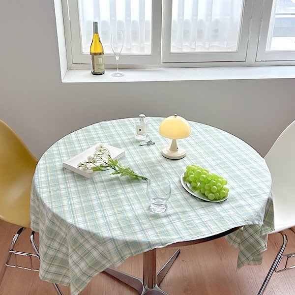면 20수 워싱 선염 빈티지 세이지 체크원단 상세 이미지 1