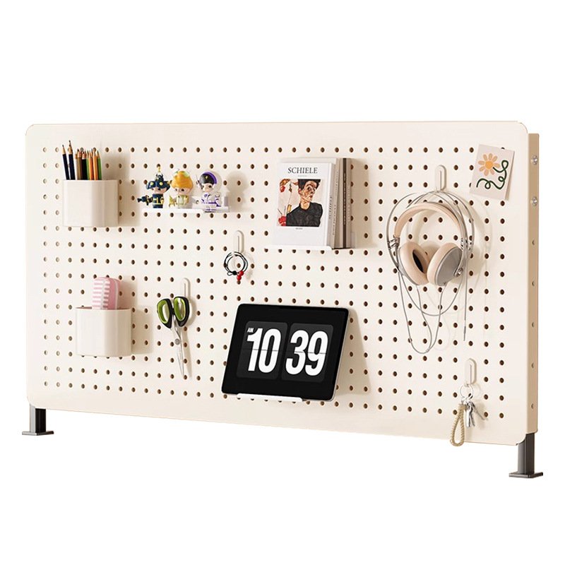 SPEEDBOX 다용도 철제 테이블 타공판 책상 수납 인테리어 높이 조절 선반 80*40cm, 크림 스탠드형-80*40cm, 1개할인 상세 이미지 1