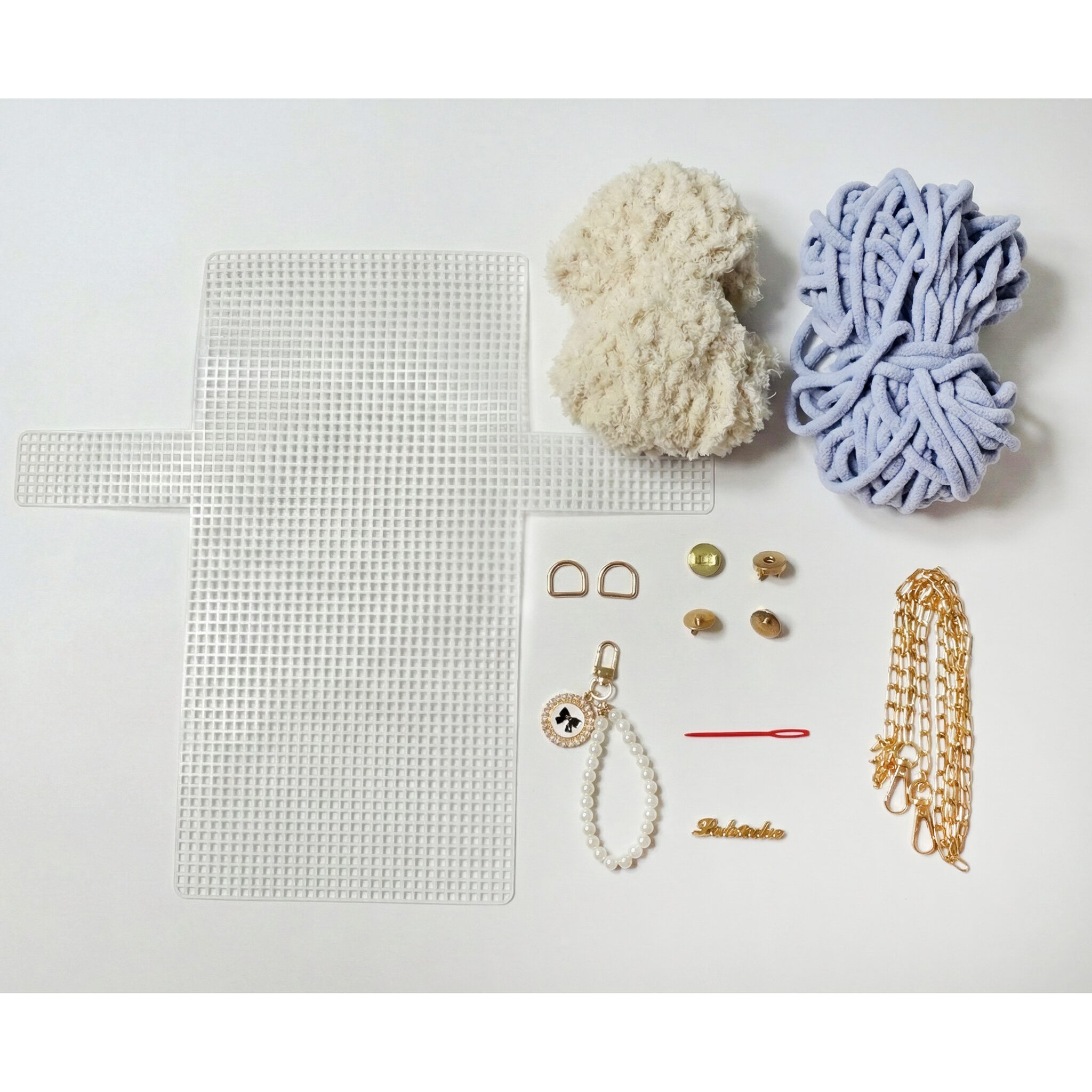 [영상제공] 샤샤벨 네트 공예 레터링키링백 가방 만들기 diy 재료 세트, 아이보리, 1개쿠폰할인 상세 이미지 2