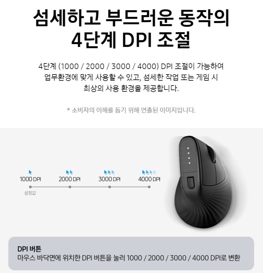 삼성전자 버티컬 무선마우스 블루투스 멀티페어링, SM-M1300QB, 블랙 상세 이미지 1