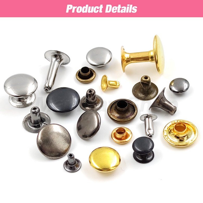 100sets 5mm-15mm 금속 라운드 리벳 단일 캡 리벳 스터드 DIY 가죽 공예 가방 벨트 의류 모자 신발 액세서리, 금, 12mm 상세 이미지 1
