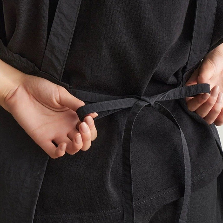 다퍼남 오버사이즈 핏 멜빵 앞치마, 블랙, 1개 상세 이미지 2