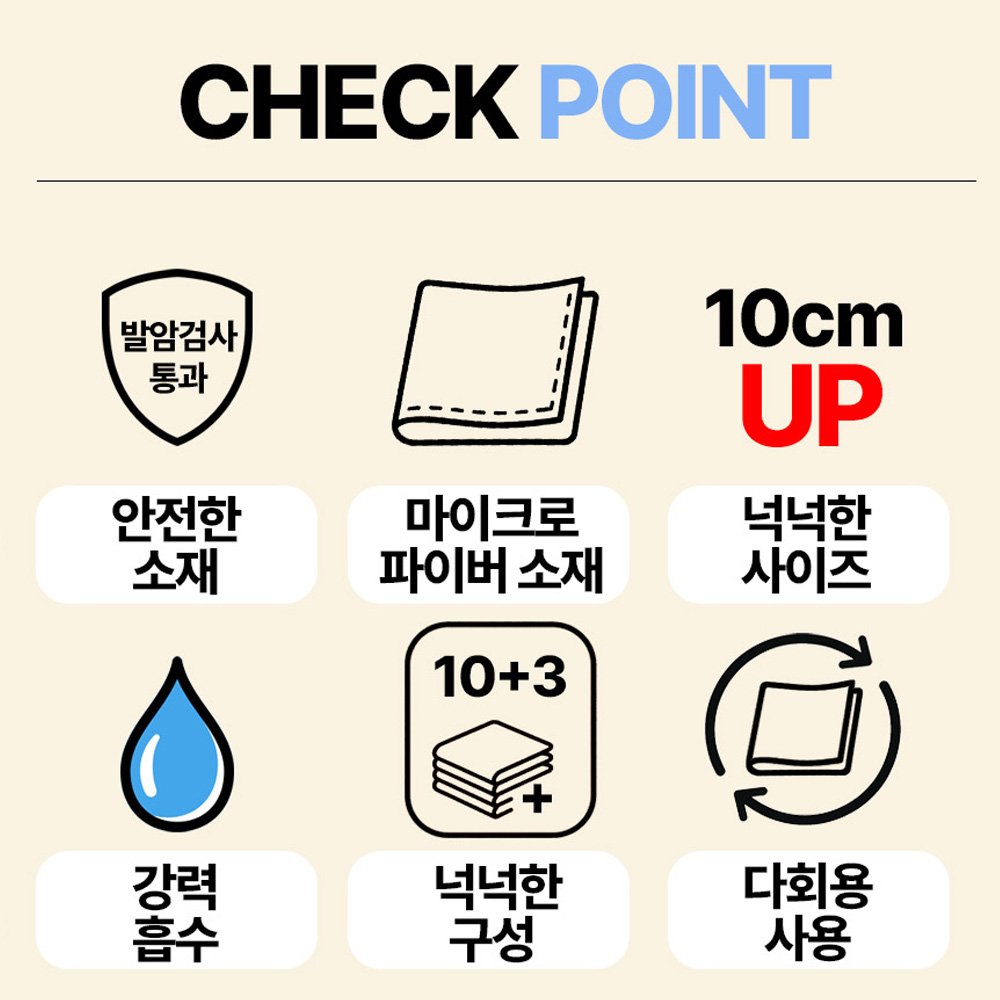 [안심소재] 얼띵스 더 커지고 물자국없는 초극세사 다용도 매직 행주, 10개할인 상세 이미지 2