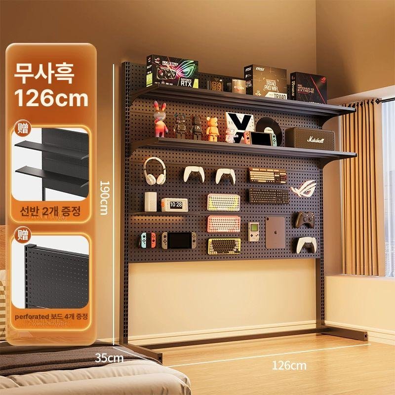 스탠드 타공판 파티션 가림막 진열대 사무실 스텐드, 무사 블랙 126x35x190 A 상세 이미지 1