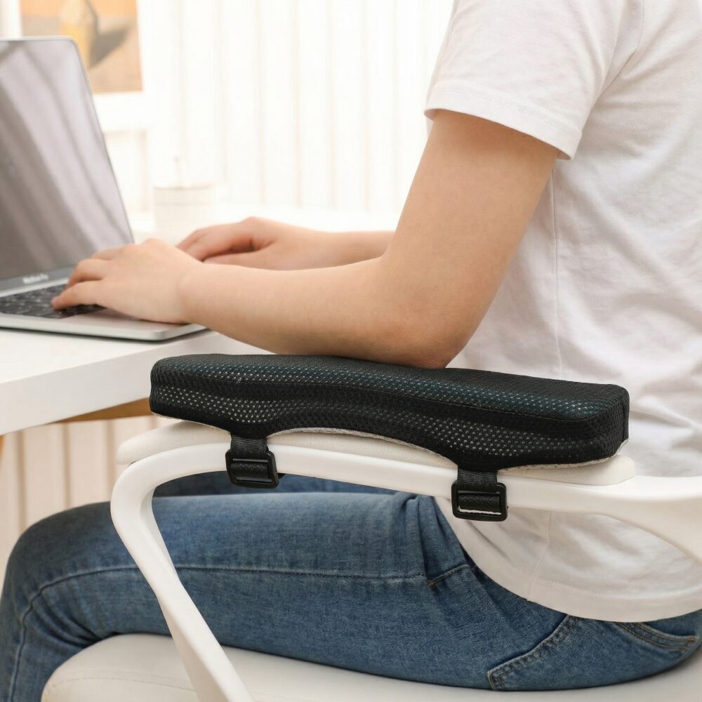 모노레오 쿨 메쉬 메모리폼 의자 팔걸이 쿠션 2p, 블랙 일자형할인 상세 이미지 1