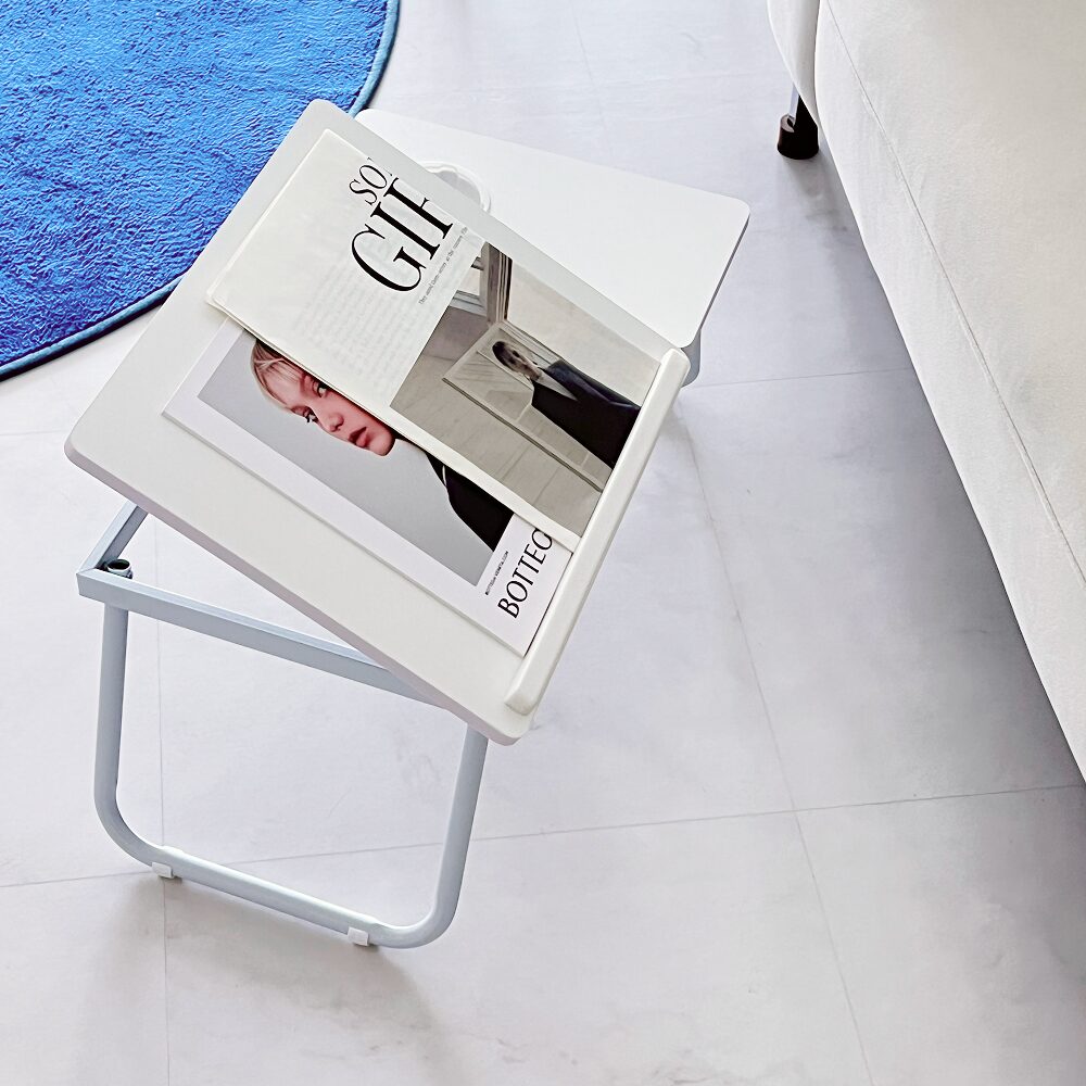 오브민 5단 각도조절 접이식 베드테이블 640 x 320 x 250 mm, 무광화이트 상세 이미지 2