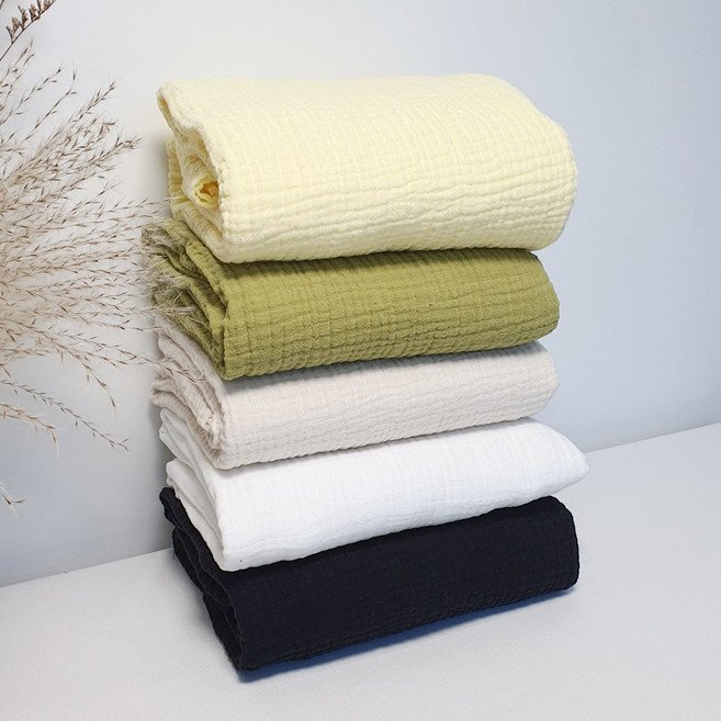 요루 삼중 (3중) 거즈 면 100% 천 무지 대폭 워싱 부드러운 원단, 1개, 네츄럴